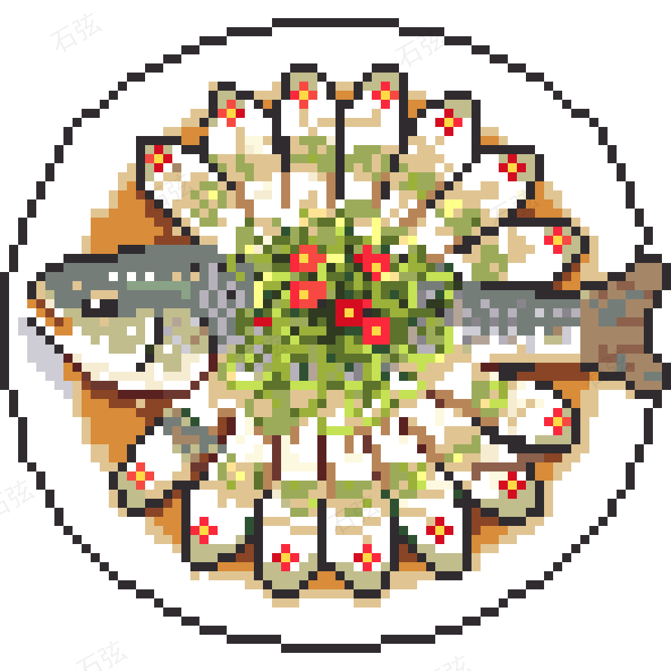 清蒸鲈鱼拼豆图纸 拼豆图纸