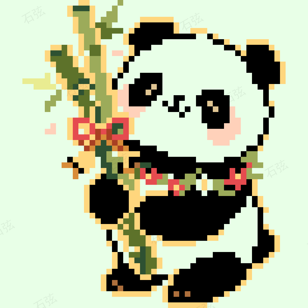 节节高升熊猫拼豆图纸 拼豆图纸